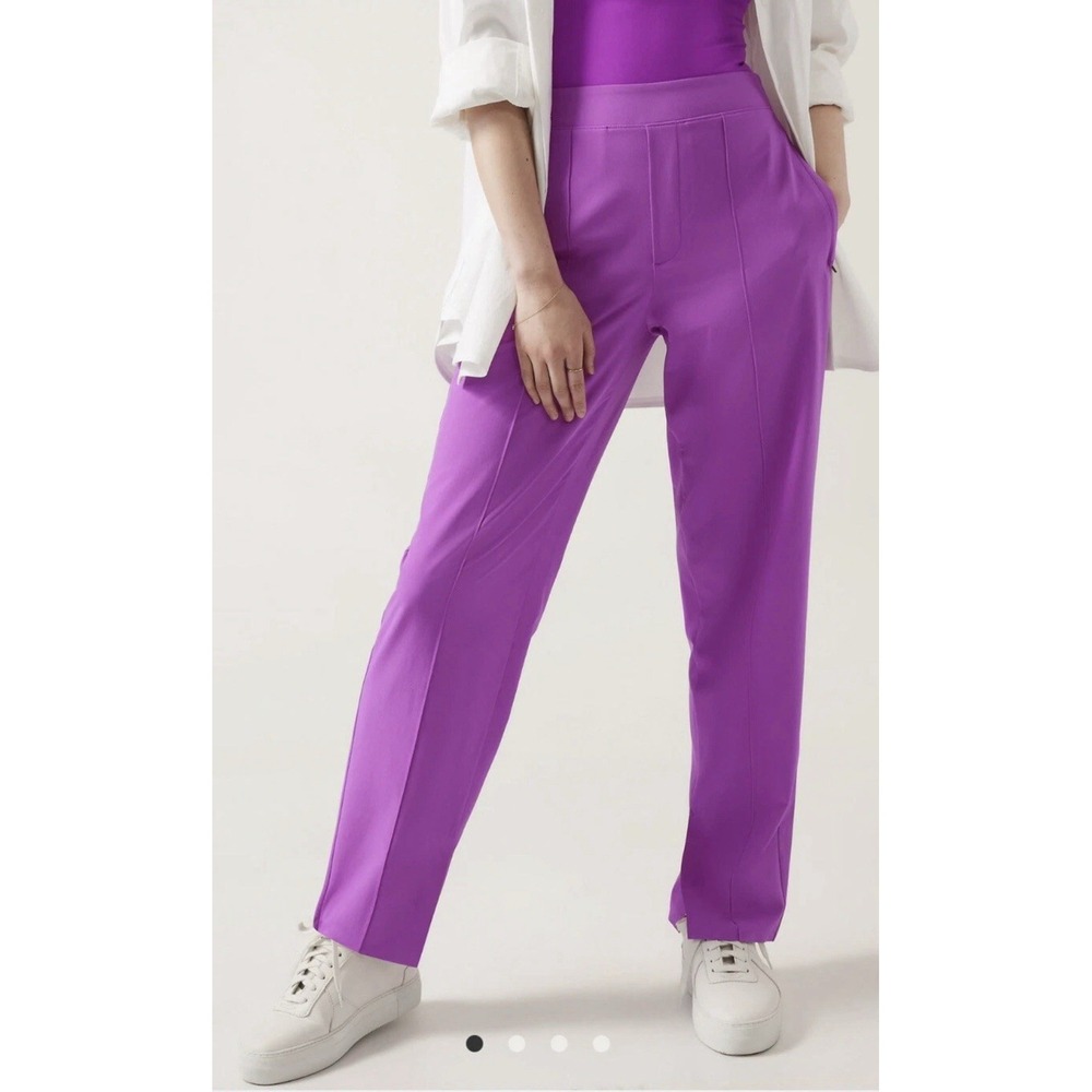 ATHLETA Brooklyn Heights Pant Jazzy Purple Sz 6 Light Stretch Waist Zip Pockets